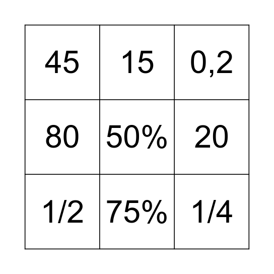 BINGO MATEMÁTICO Bingo Card