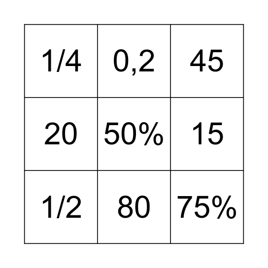 BINGO MATEMÁTICO Bingo Card