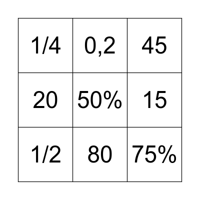 BINGO MATEMÁTICO Bingo Card