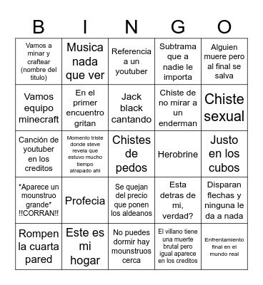 Bingo de valer medio kilo de verga picada Bingo Card