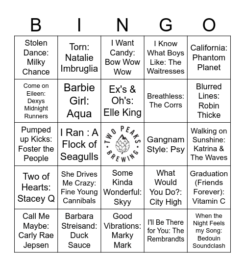 🫧 One Hit Wonders Bingo 🫧 #2 Bingo Card
