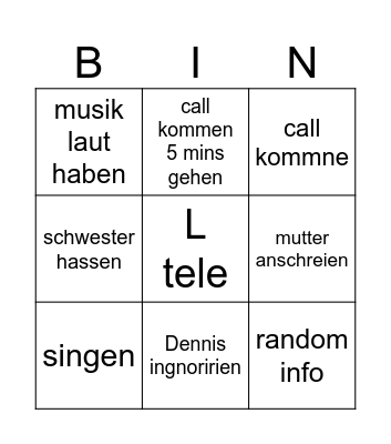 Angi bingo Card