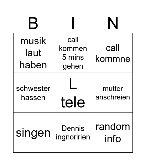 Angi bingo Card