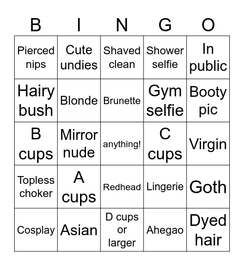 Nudes Bingo Card