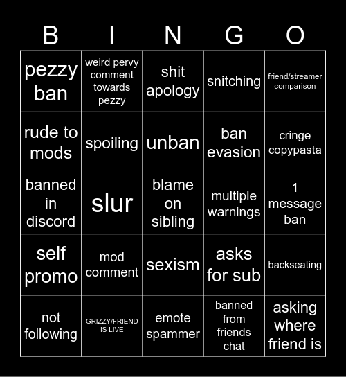 unban bingo Card