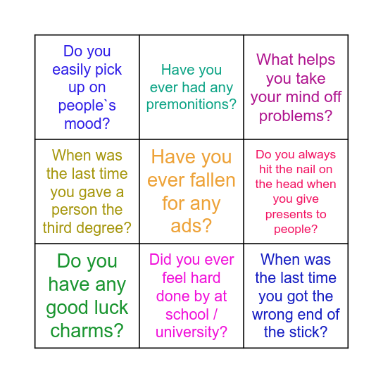 Vocabulary. Mysteries Bingo Card