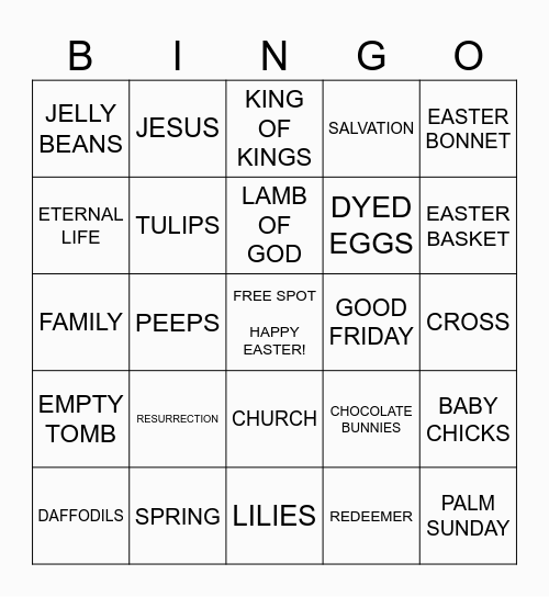 EASTER 2025 Bingo Card