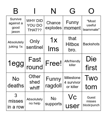 Shedletsky bingo Card