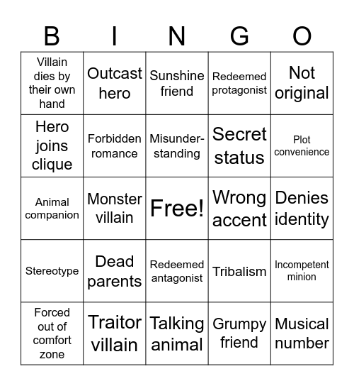 Disney Bingo Card