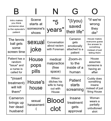 House MD Bingo Card