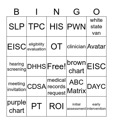 CDSA Bingo Card