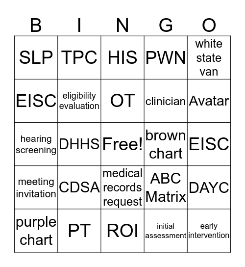 CDSA Bingo Card