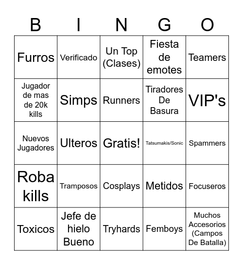 Bingo de campos de batallas Bingo Card