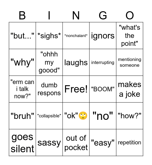 sassy sean bingo Card