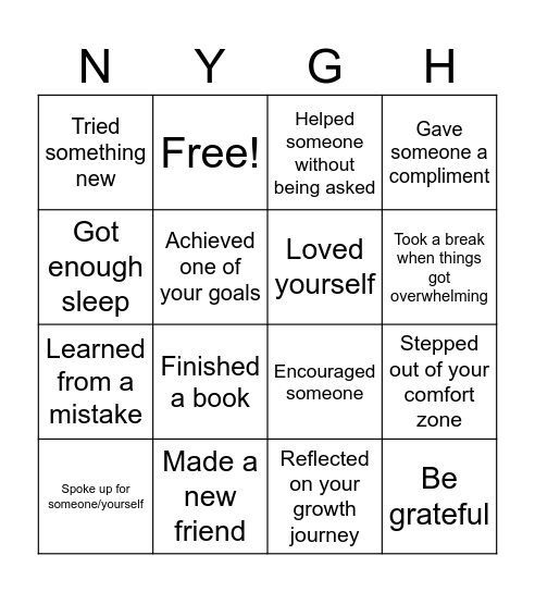 Power Of Me Bingo! Bingo Card