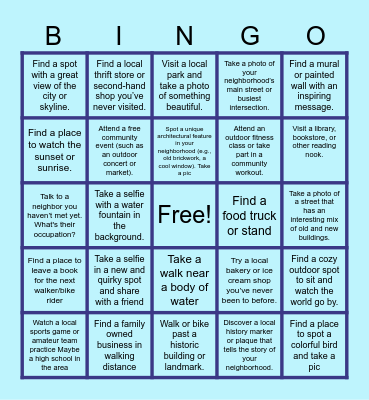 Get to Know Your Neighborhood - Bingo Card