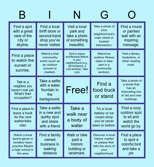 Get to Know Your Neighborhood - Bingo Card