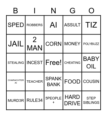 CONFESSIONS Bingo Card
