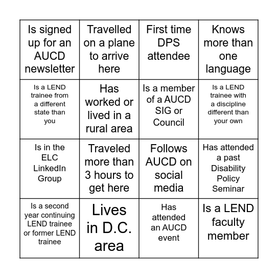 Networking BINGO Card