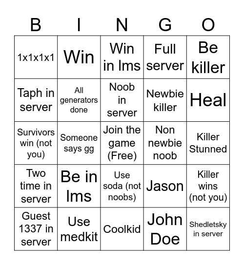 Forsaken bingo! Bingo Card