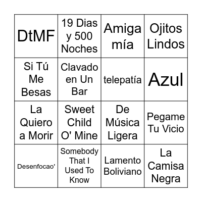 MUSICAL BINGO Card