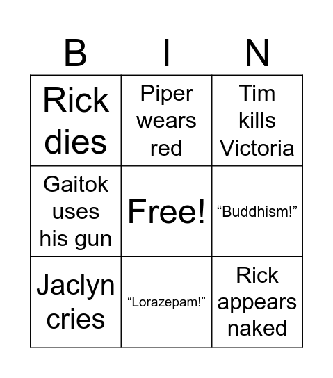 JJ White Lotus Bingo Card