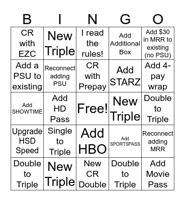 Sales Bingo! Bingo Card