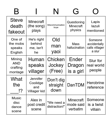 Minecraft Bingo Card