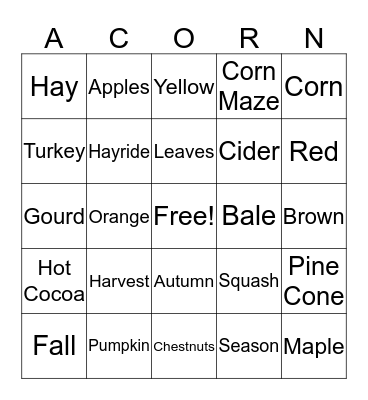 Symphony Bible Church Fall Festival  Bingo Card