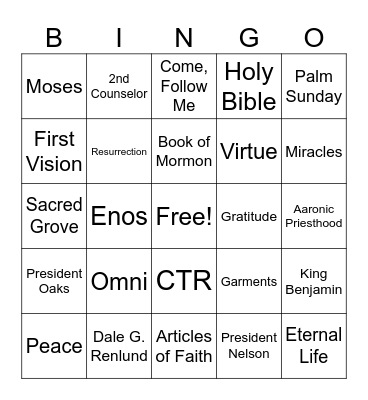 Jolley General Conference Bingo Card