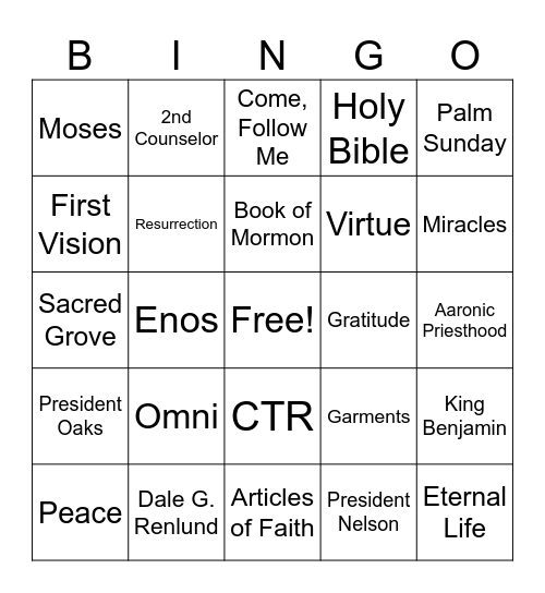 Jolley General Conference Bingo Card