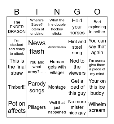 MINECRAFT!!!! Bingo Card