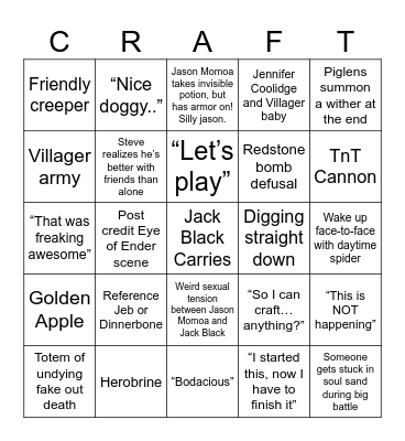 Minecraft Bingo Card