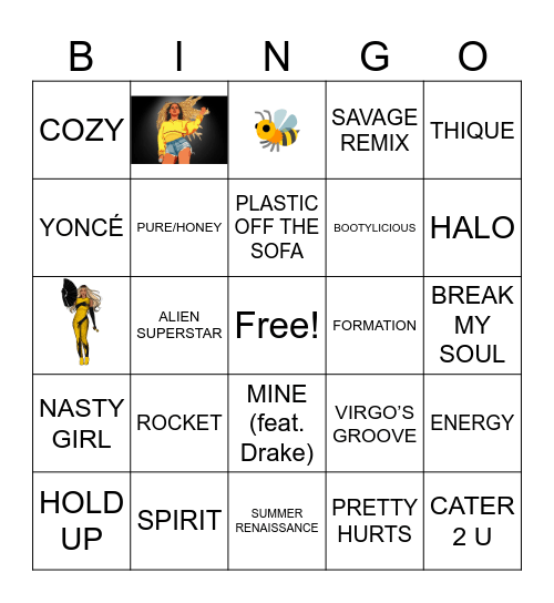 Bey-Day Bingo Card