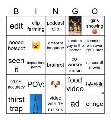 tt vs reels Bingo Card
