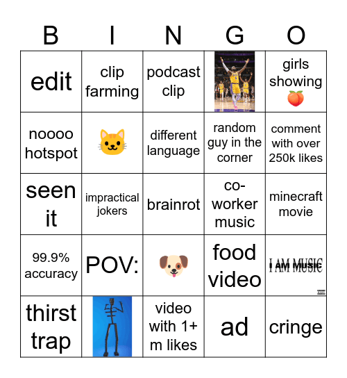 tt vs reels Bingo Card