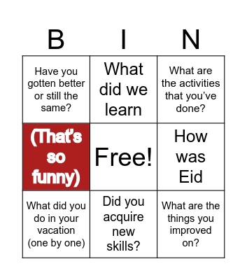 Ms. Samera Bingo Card