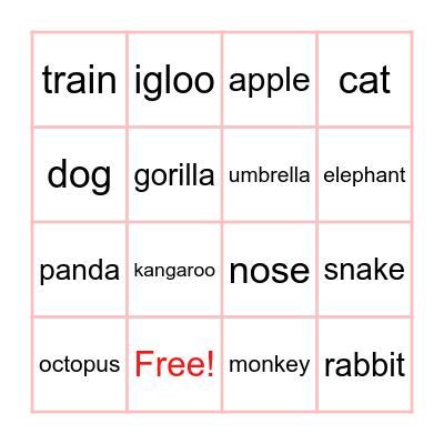 Phonics Bingo 1 Bingo Card