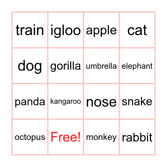 Phonics Bingo 1 Bingo Card