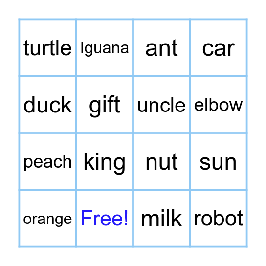 Phonics Bingo 3 Bingo Card