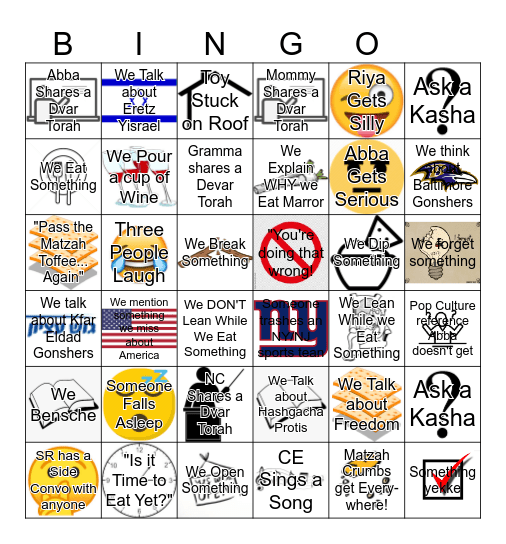 Gonsher Pesach Bingo 5785 Bingo Card