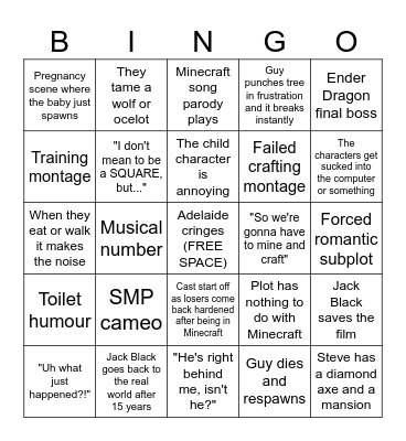 Minecraft Bingo Card