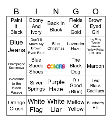 Colors Bingo Card