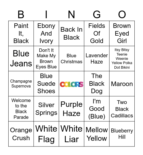 Colors Bingo Card