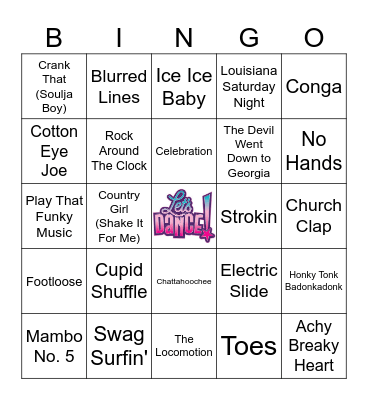 Let's Dance Bingo Card