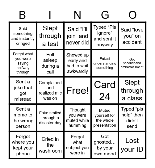 BINGOOO!!!! Bingo Card