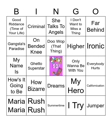 90's - Round 2 Bingo Card