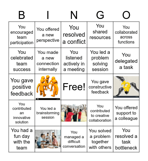 Collaboration (last two months) Bingo Card