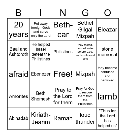 1 Samuel 7 Bingo Card