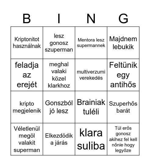 Supermanus bingo pé Bingo Card